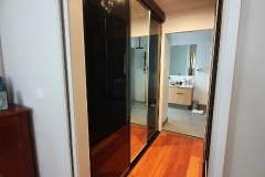 Black Glass and Mirror  Sliding Robe Door Set Walk In Robe