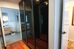 Black Glass Sliding Robe Door Set Walk In Robe