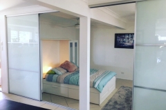 Split Panel Soft White Opti Glass Sliding Robe Door Set